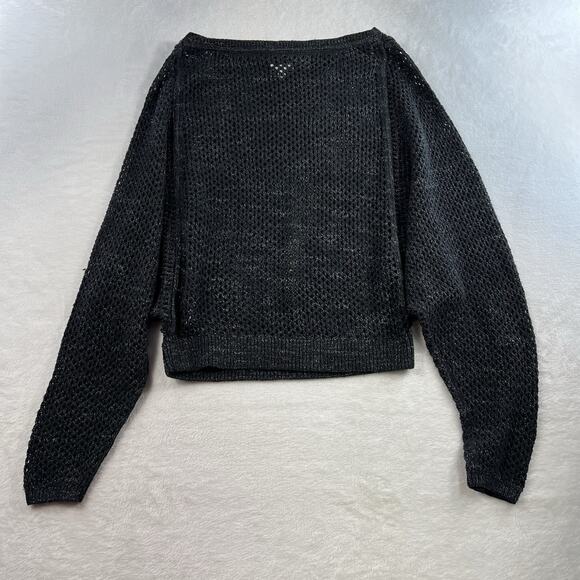 Anthropologie Pilcro Open Stitch Crew Neck Sweater Gray Slouchy Oversized Knit - Picture 14 of 15